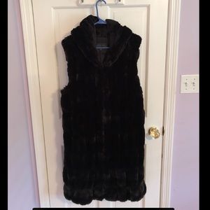 Faux Fur Vest / Onyx Mink hooded vest